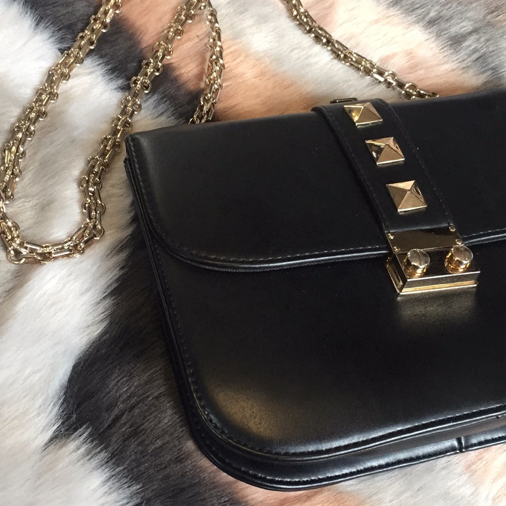 Faux leather black cross body purse